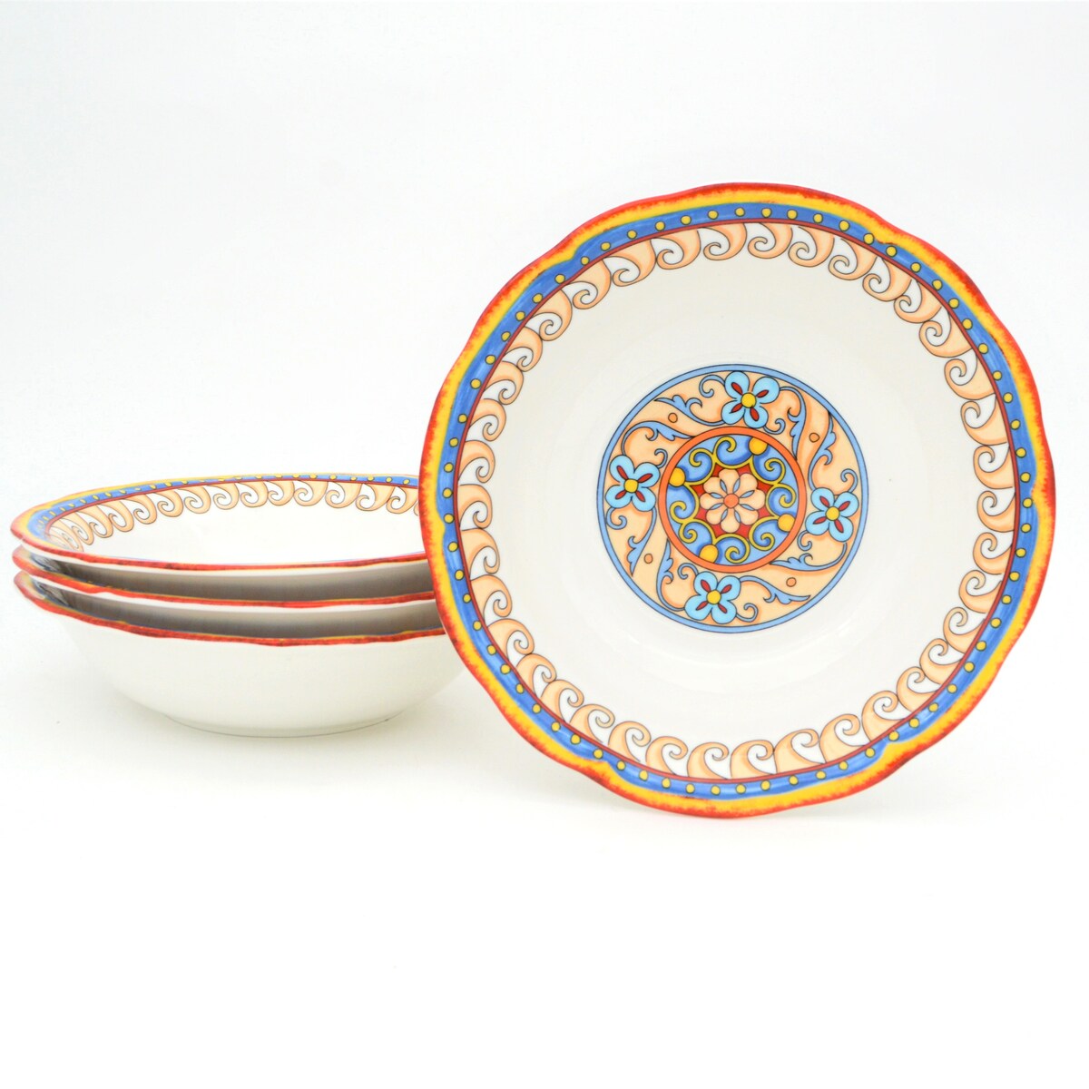 Euro Ceramica Duomo 4 Piece 8.5 Stoneware Pasta Bowl Set - 8.5 in. x 8.5 in. x 2.24 in.