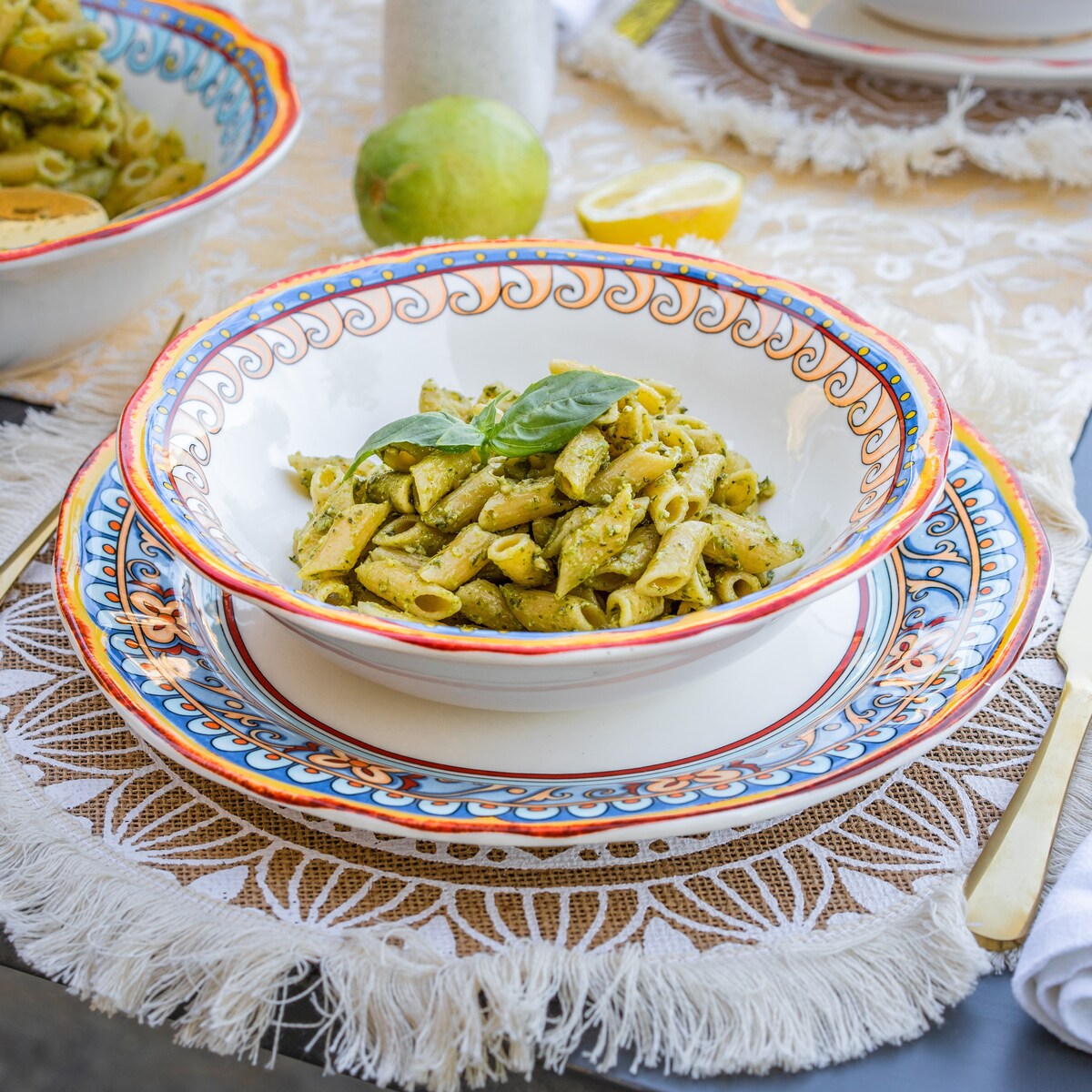 Euro Ceramica Duomo 4 Piece 8.5 Stoneware Pasta Bowl Set - 8.5 in. x 8.5 in. x 2.24 in.