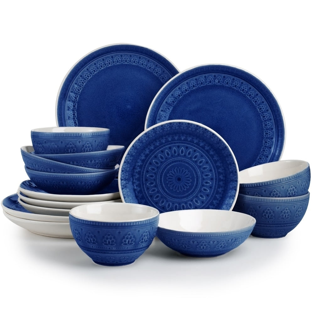 Euro Ceramica Fez 16 Piece Double Bowl Dinnerware Set