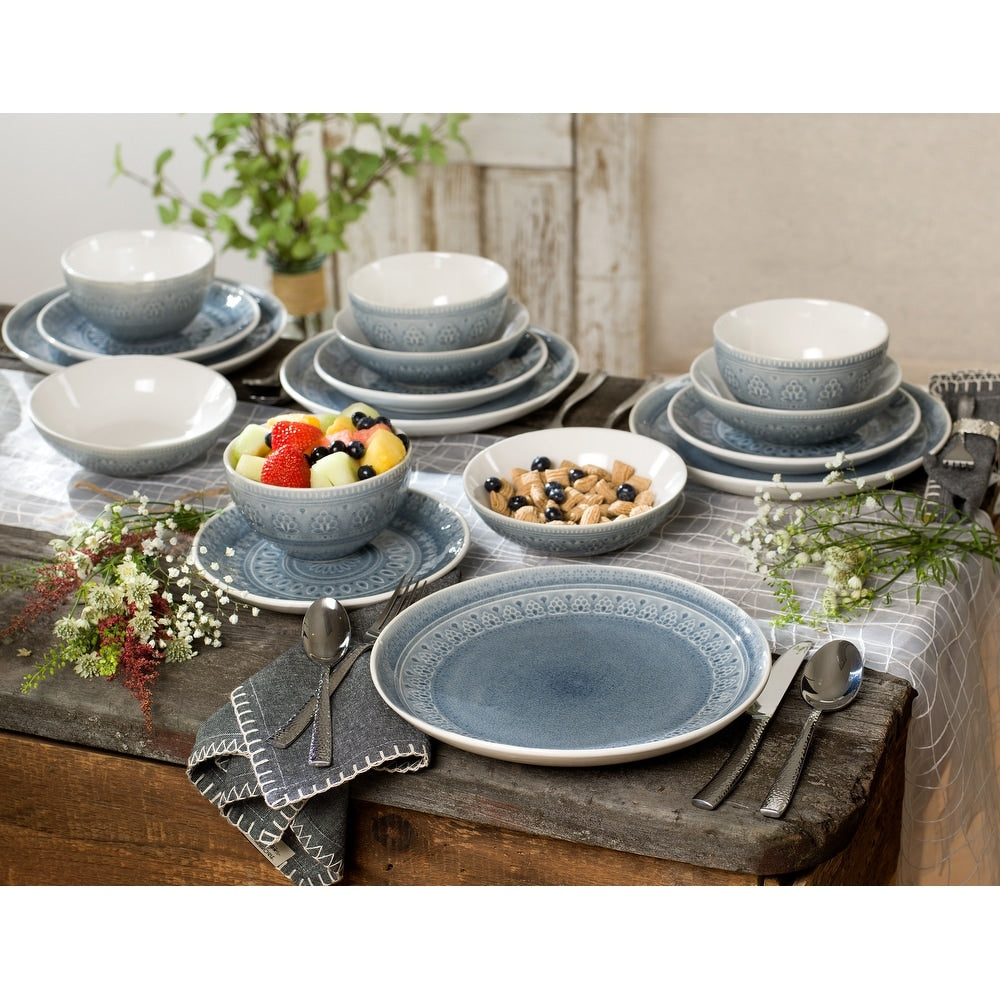 Euro Ceramica Fez 16 Piece Double Bowl Dinnerware Set