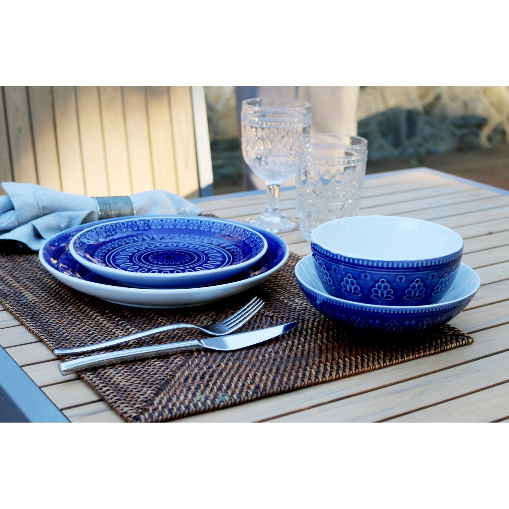 Euro Ceramica Fez 16 Piece Double Bowl Dinnerware Set