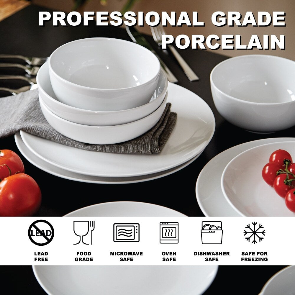 Euro Ceramica 16 Piece / 32 Piece White Essential Porcelain Dinnerware Set
