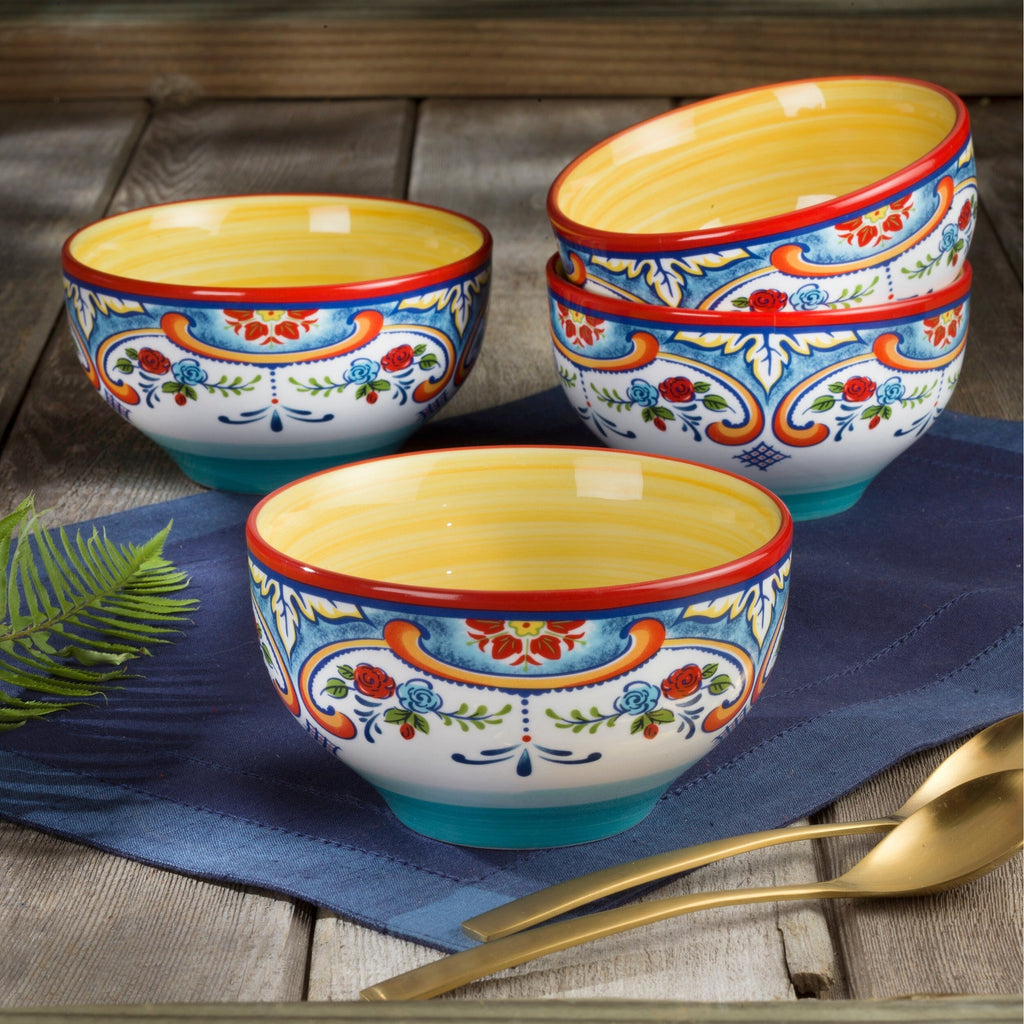 Euro Ceramica Zanzibar 4 Piece Cereal Bowl Set - 5.51 in. x 5.51 in. x 3 in.