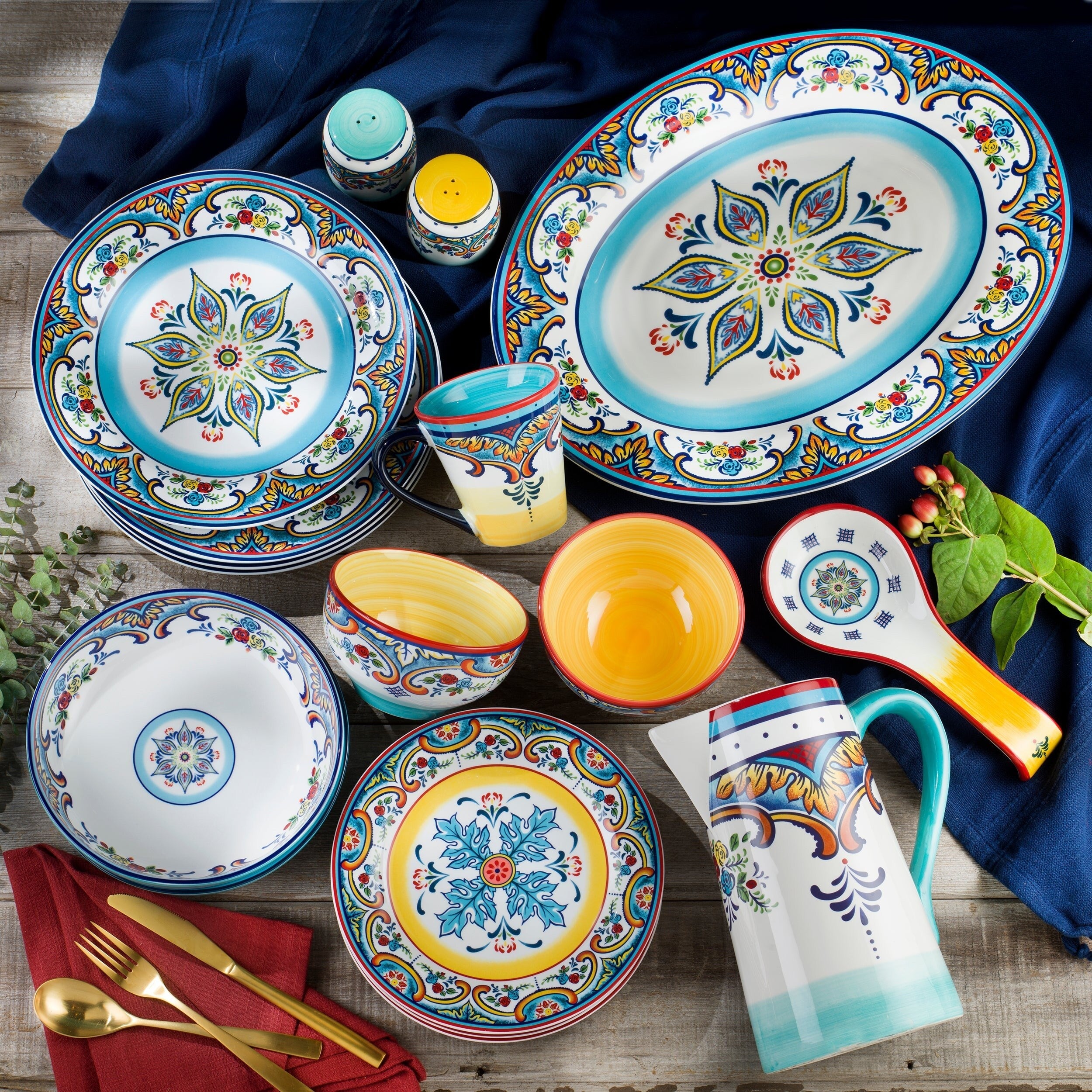 Euro Ceramica Zanzibar 4 Piece Cereal Bowl Set - 5.51 in. x 5.51 in. x 3 in.