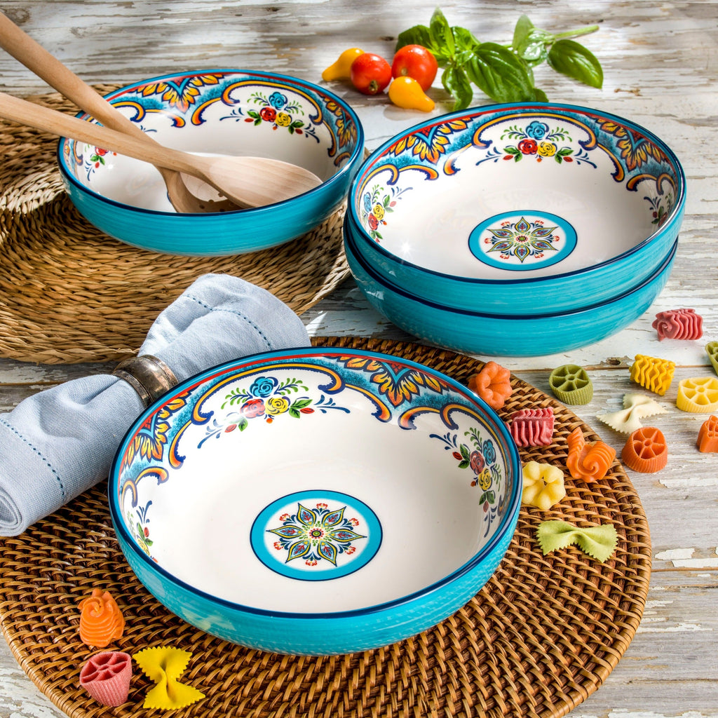 Euro Ceramica Zanzibar 4 Piece.8.5 Pasta Bowl Set - 40 oz