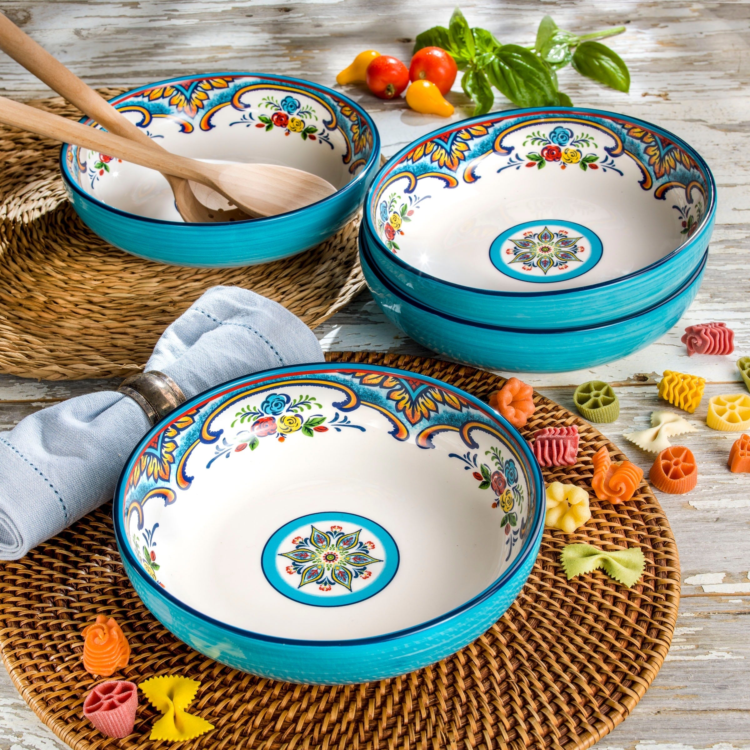 Euro Ceramica Zanzibar 4 Piece.8.5 Pasta Bowl Set - 40 oz