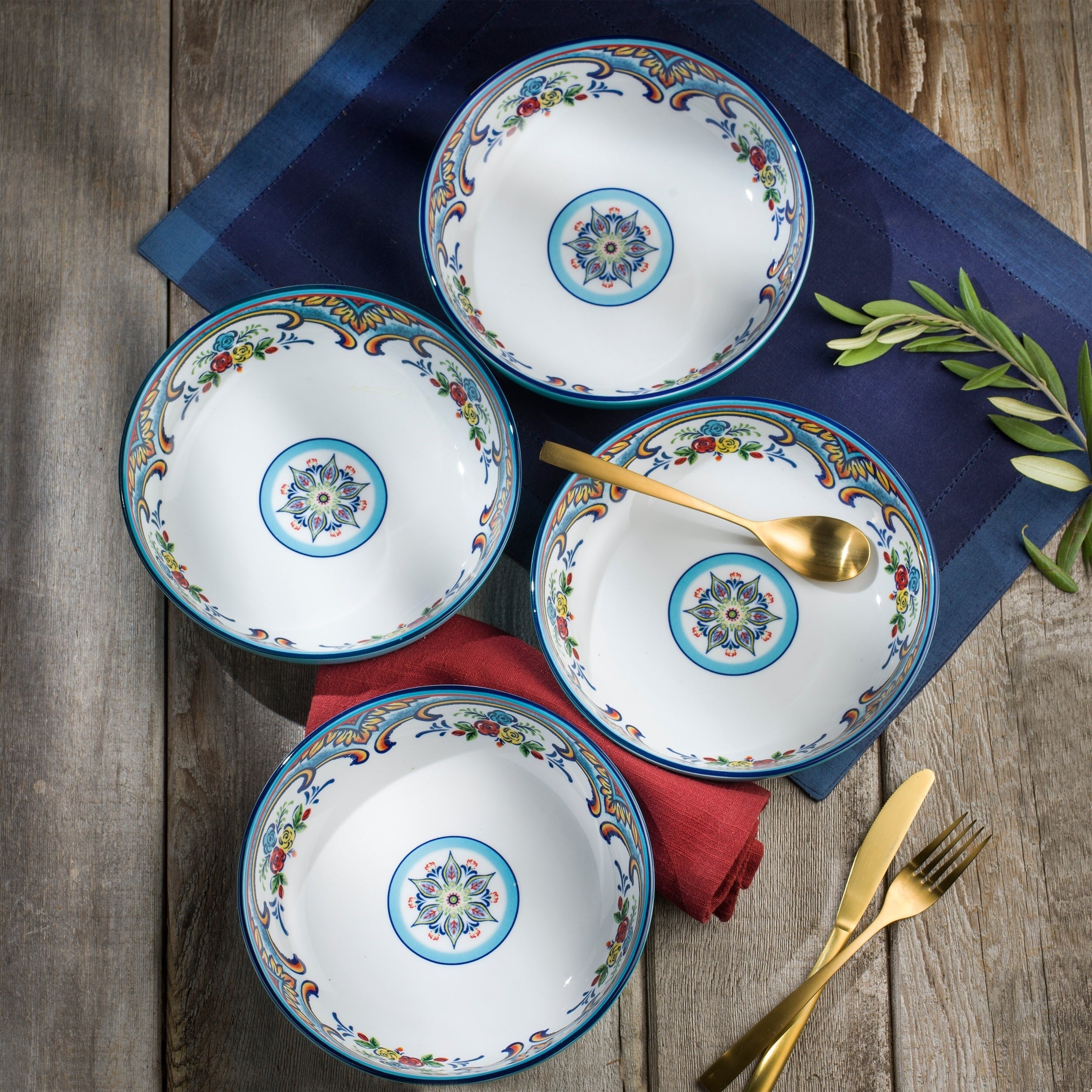 Euro Ceramica Zanzibar 4 Piece.8.5 Pasta Bowl Set - 40 oz