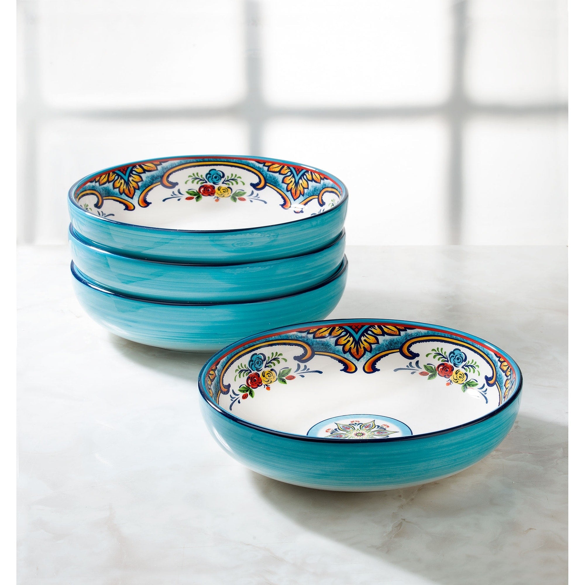 Euro Ceramica Zanzibar 4 Piece.8.5 Pasta Bowl Set - 40 oz