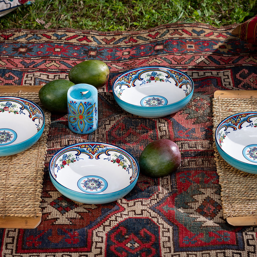 Euro Ceramica Zanzibar 4 Piece.8.5 Pasta Bowl Set - 40 oz