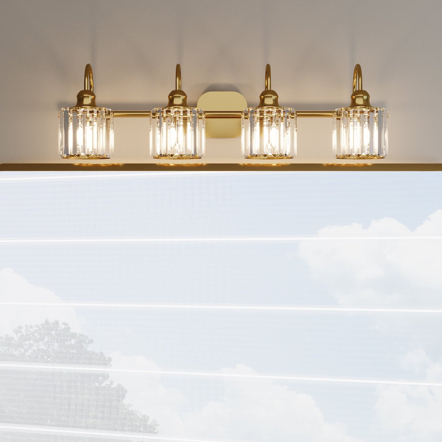 ExBrite Modern Rose Gold 1/2/3/4/5-light Bathroom Dimmable Crystal Vanity Lights Wall Sconces