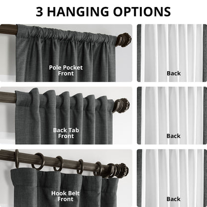 Exclusive Fabrics Italian Faux Linen Room Darkening Curtains for Bedroom & Living Room Curtains - Single Panel Window Curtains