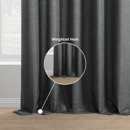 Exclusive Fabrics Italian Faux Linen Room Darkening Curtains for Bedroom & Living Room Curtains - Single Panel Window Curtains