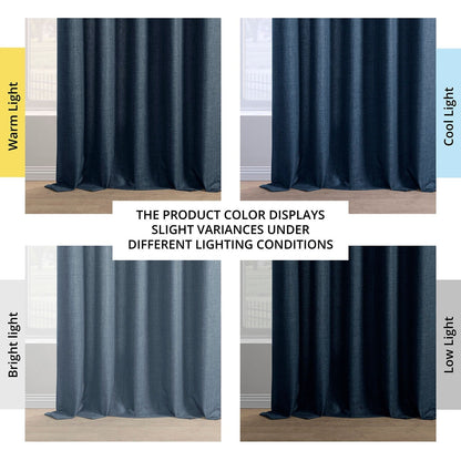 Exclusive Fabrics Italian Faux Linen Room Darkening Curtains for Bedroom & Living Room Curtains - Single Panel Window Curtains