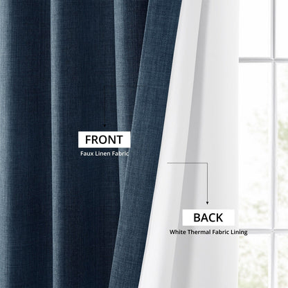 Exclusive Fabrics Italian Faux Linen Room Darkening Curtains for Bedroom & Living Room Curtains - Single Panel Window Curtains