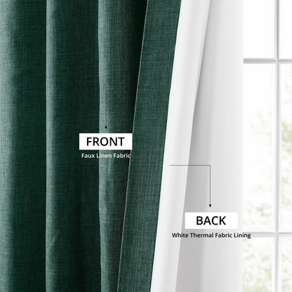 Exclusive Fabrics Italian Faux Linen Room Darkening Curtains for Bedroom & Living Room Curtains - Single Panel Window Curtains