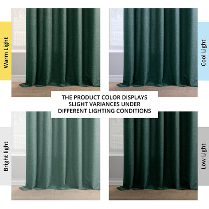 Exclusive Fabrics Italian Faux Linen Room Darkening Curtains for Bedroom & Living Room Curtains - Single Panel Window Curtains