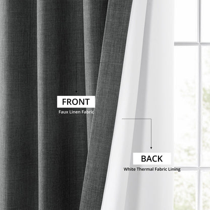 Exclusive Fabrics Italian Faux Linen Room Darkening Curtains for Bedroom & Living Room Curtains - Single Panel Window Curtains