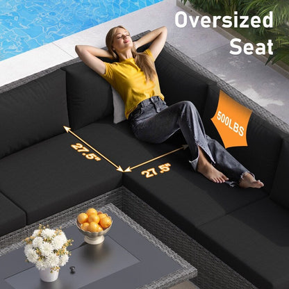 FINCATI 13 Pcs Patio Outdoor Wicker Furniture Sectional Sofa Set with Lounge Chair