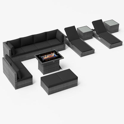 FINCATI 13 Pcs Patio Outdoor Wicker Furniture Sectional Sofa Set with Lounge Chair