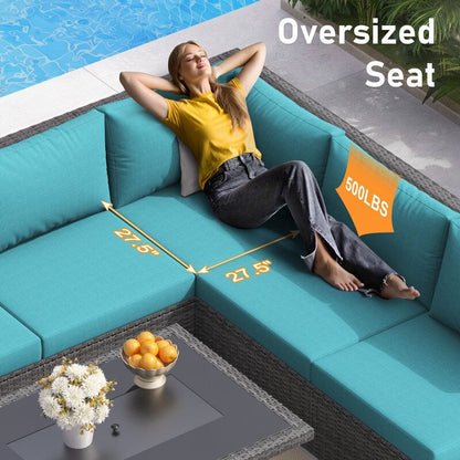 FINCATI 13 Pcs Patio Outdoor Wicker Furniture Sectional Sofa Set with Lounge Chair