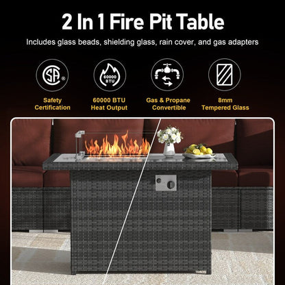 FINCATI 13 Pcs Patio Outdoor Wicker Furniture Sectional Sofa Set with Lounge Chair