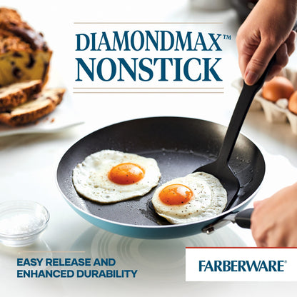 Farberware Easy Clean Aluminum Nonstick Cookware Pots and Pans Set, 15-Piece, Aqua