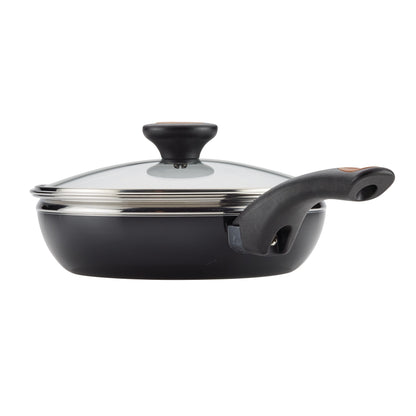 Farberware Glide Copper Ceramic Nonstick Egg Poacher with Lid, 8-Inch, Black