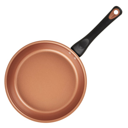 Farberware Glide Copper Ceramic Nonstick Egg Poacher with Lid, 8-Inch, Black