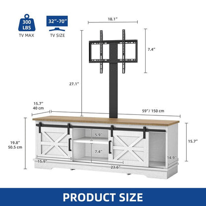Farmhouse TV Stand for up to 65 TV with Doors and Open Shelves Media Console Power Outlet