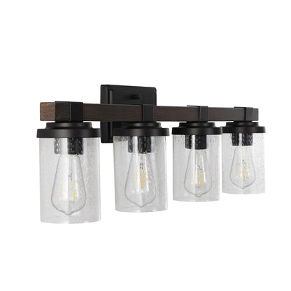 Ferme Iron/Seeded Glass Rustic Farmhouse LED Vanity Light, by JONATHAN Y