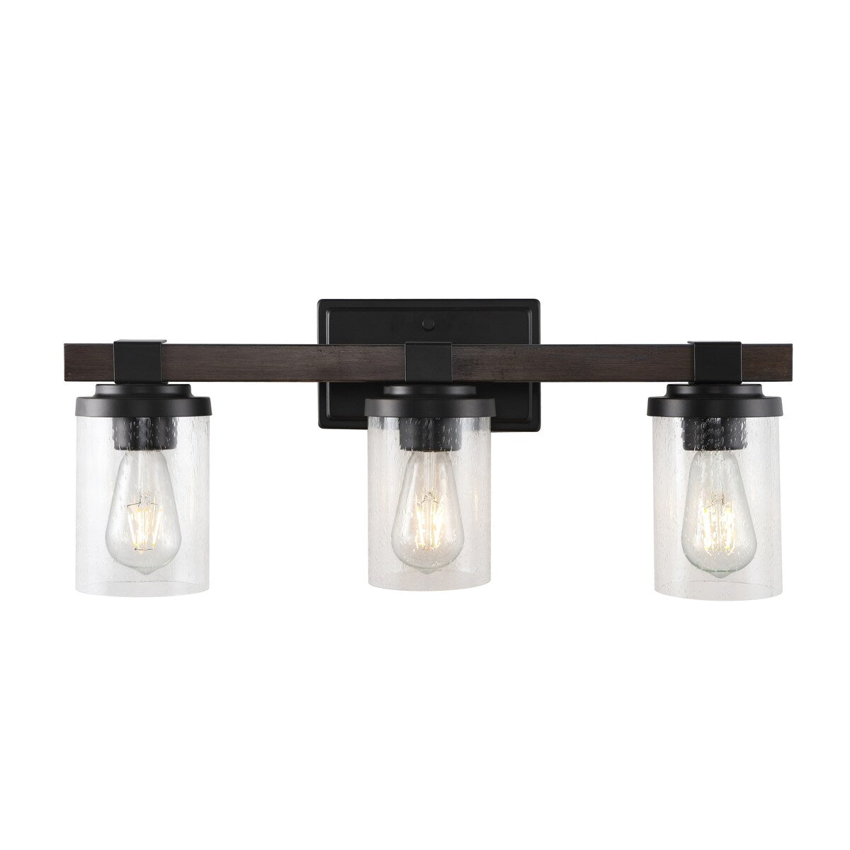 Ferme Iron/Seeded Glass Rustic Farmhouse LED Vanity Light, by JONATHAN Y