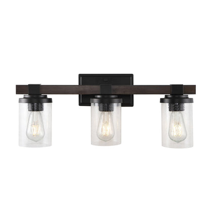 Ferme Iron/Seeded Glass Rustic Farmhouse LED Vanity Light, by JONATHAN Y