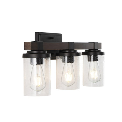 Ferme Iron/Seeded Glass Rustic Farmhouse LED Vanity Light, by JONATHAN Y