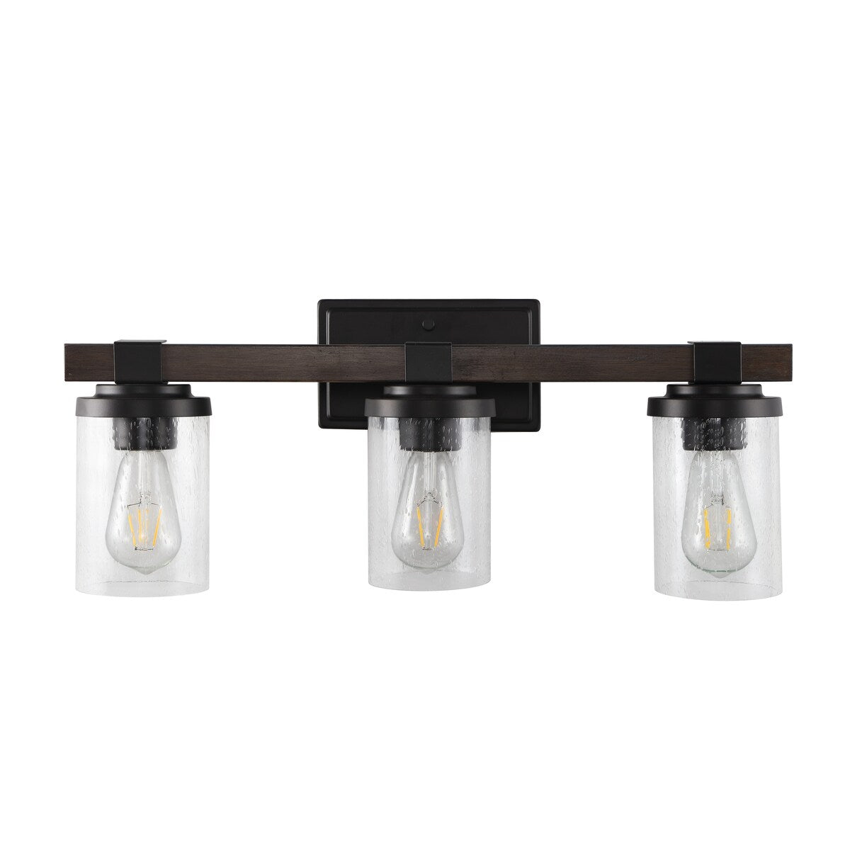 Ferme Iron/Seeded Glass Rustic Farmhouse LED Vanity Light, by JONATHAN Y