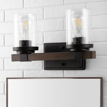 Ferme Iron/Seeded Glass Rustic Farmhouse LED Vanity Light, by JONATHAN Y