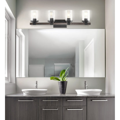 Ferme Iron/Seeded Glass Rustic Farmhouse LED Vanity Light, by JONATHAN Y