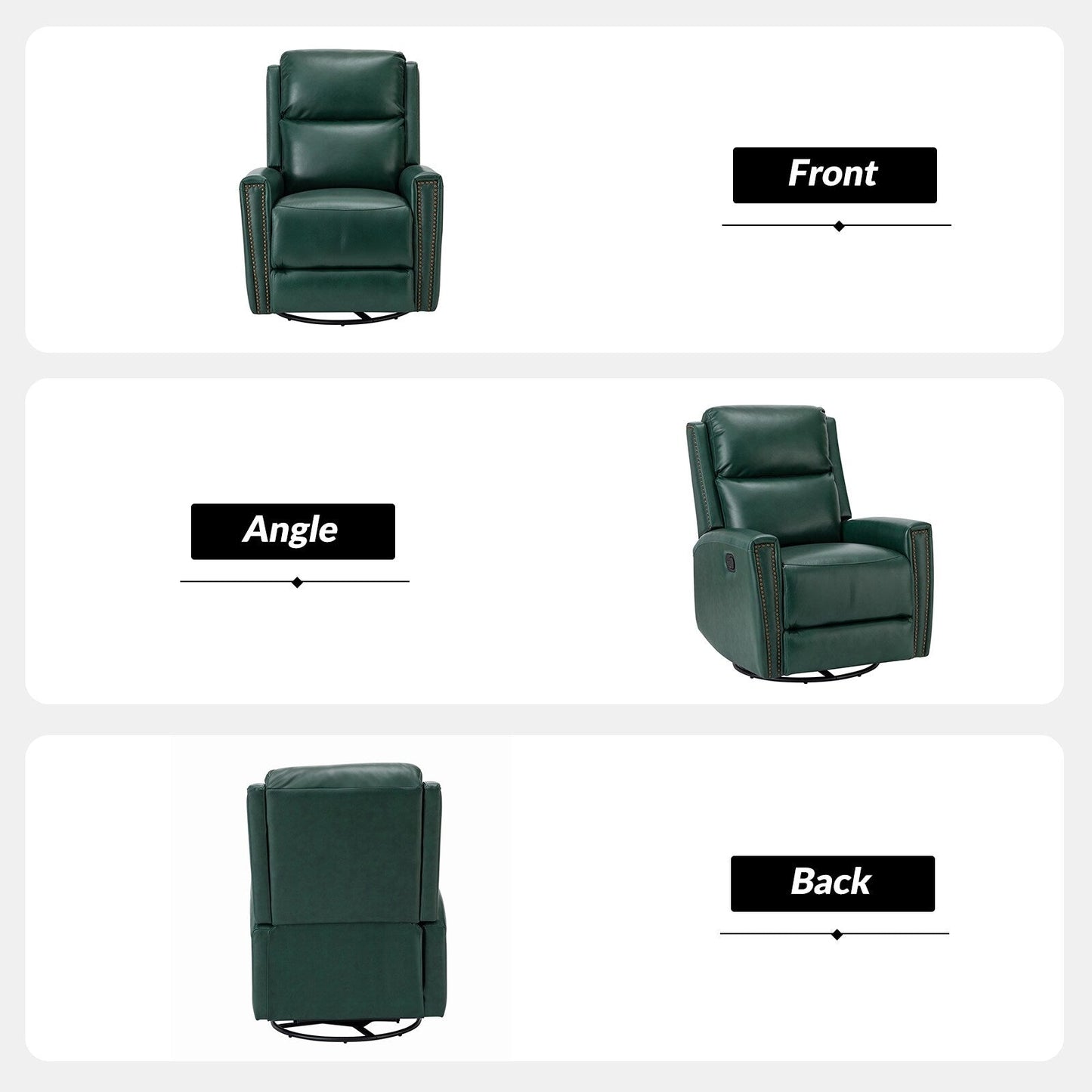 Fiacro 30.31Wide Modern Genuine Leather Wingback Swivel Rocker Recliner with Nailhead Trims, Set of 2