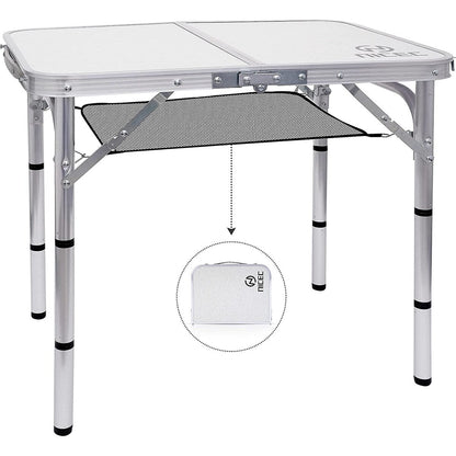 Folding Card Table Adjustable Height, Portable Camping Table Lightweight Aluminum, with Carry Handle for Outdoor, Beach