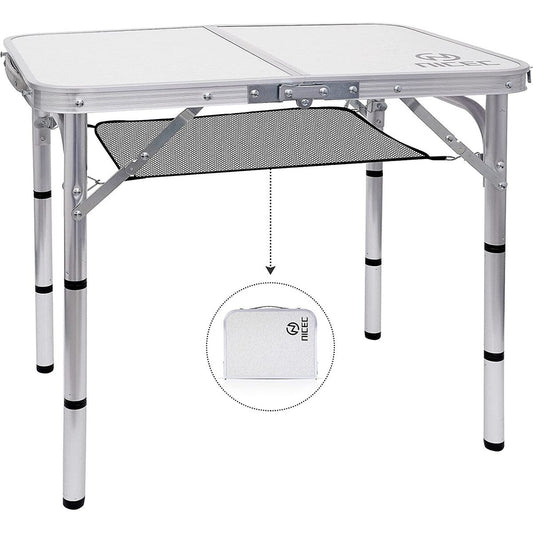 Folding Card Table Adjustable Height, Portable Camping Table Lightweight Aluminum, with Carry Handle for Outdoor, Beach