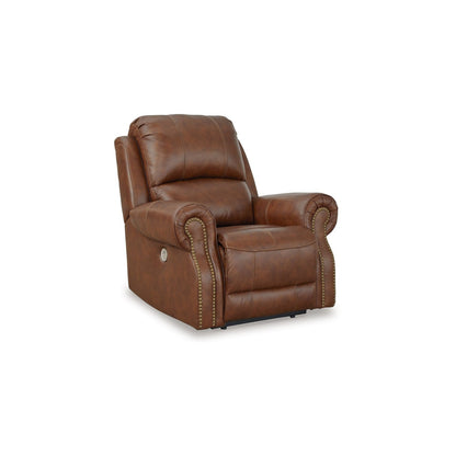 Freye Power Recliner Chair, USB, Plush Cushioned Light Brown Leather