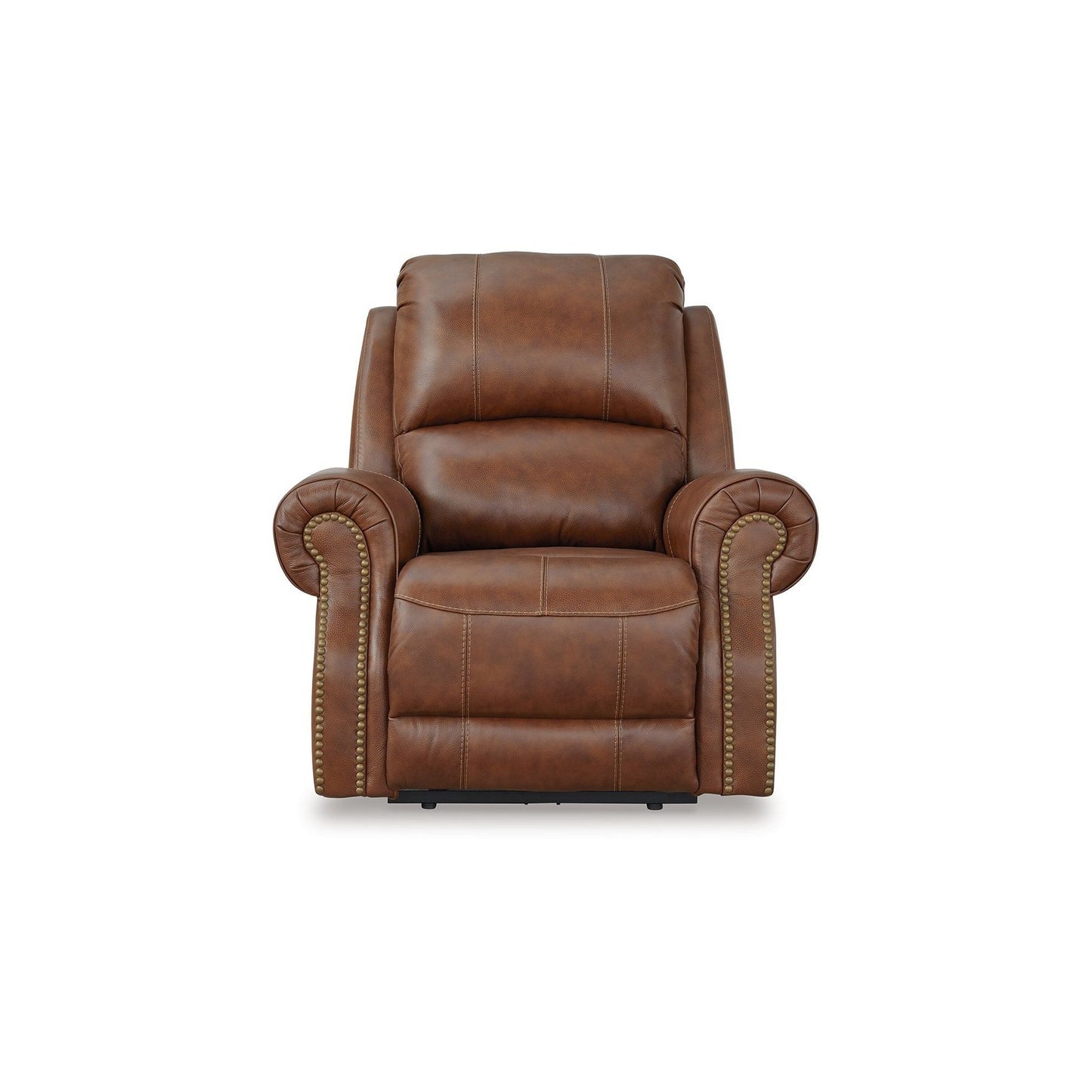 Freye Power Recliner Chair, USB, Plush Cushioned Light Brown Leather