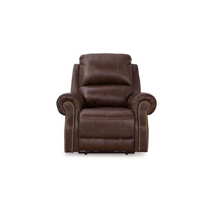 Freye Power Recliner, USB, Zero Wall Dark Brown Leather, Nailhead Trim