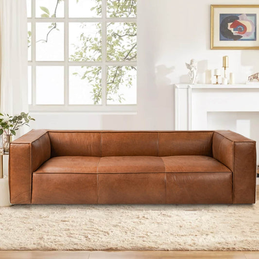 UR livingroom Full Aniline Leather Sofa Modern Genuine Leather Sofa Couch for Living Room - 100W x 43D x 26.25H