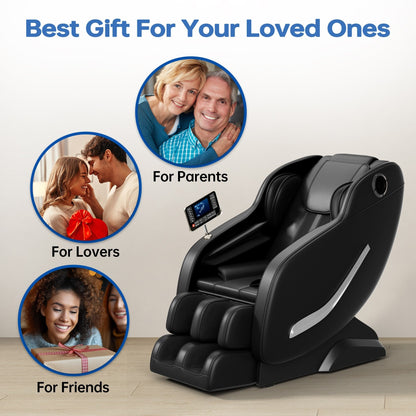 Full Body Massage Chair Zero Gravity Reclining Chair with Airbags, Heat Therapy and Hi-Fi Speakers, LCD Touchscreen Control