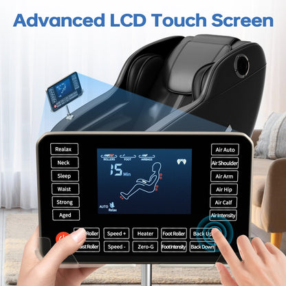 Full Body Massage Chair Zero Gravity Reclining Chair with Airbags, Heat Therapy and Hi-Fi Speakers, LCD Touchscreen Control