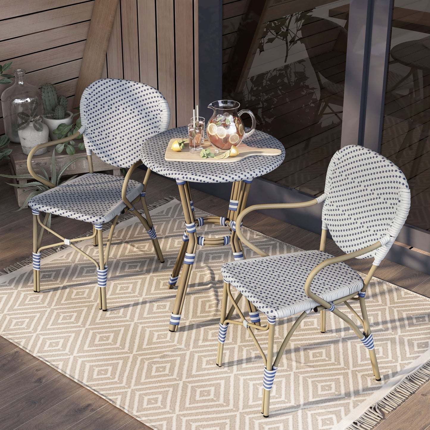 Courtnie French Country 3-Piece Aluminum Outdoor Bistro Set by Furniture of America