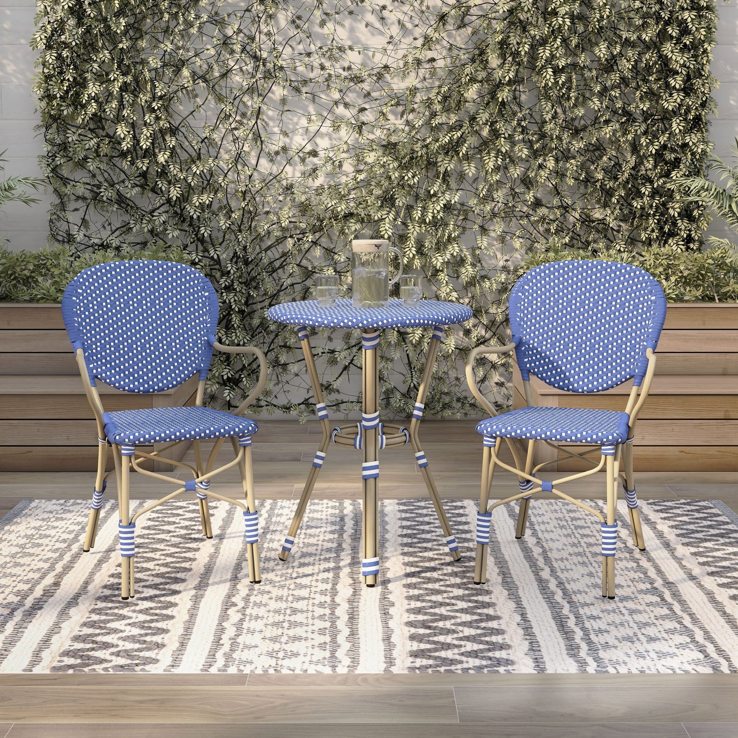 Courtnie French Country 3-Piece Aluminum Outdoor Bistro Set by Furniture of America