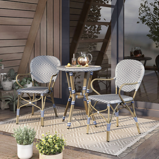 Courtnie French Country 3-Piece Aluminum Outdoor Bistro Set by Furniture of America
