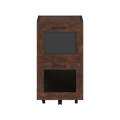 Rustic Walnut Window 2-Drawer Wood File Cabinet by Furniture of America