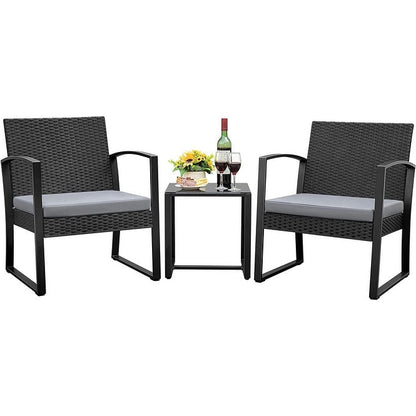 Furniwell 3 Pieces Patio Conversation Set Chairs with Coffee Table